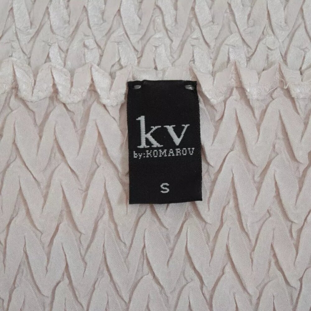 KV BY KOMAROV CHEVRON TEXTURED SATIN LIGHT PINK STRETCH TOP - Picture 6 of 7